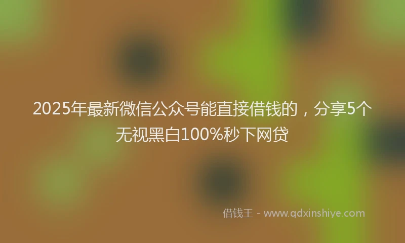 2025年最新微信公众号能直接借钱的，分享5个无视黑白100%秒下网贷