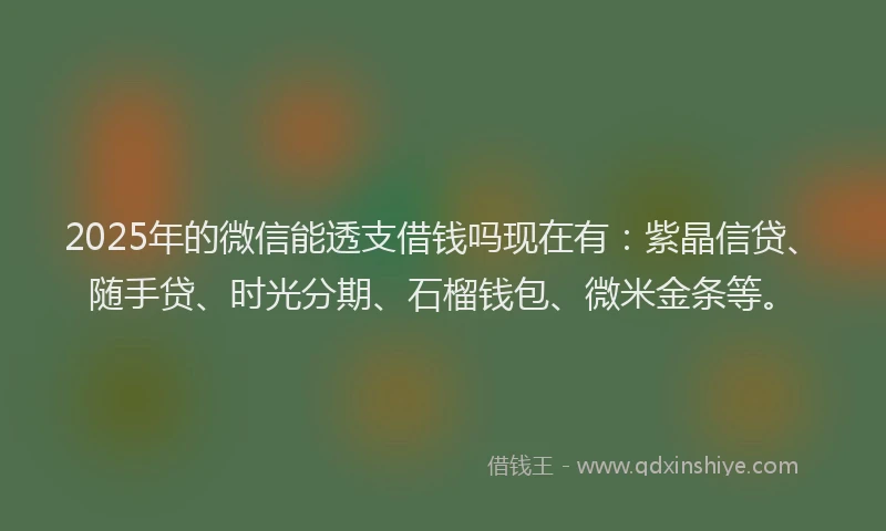 2025年的微信能透支借钱吗现在有：紫晶信贷、随手贷、时光分期、石榴钱包、微米金条等。