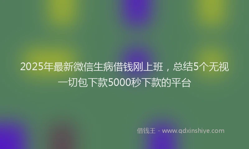 2025年最新微信生病借钱刚上班，总结5个无视一切包下款5000秒下款的平台