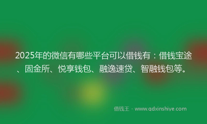 2025年的微信有哪些平台可以借钱有：借钱宝途、固金所、悦享钱包、融逸速贷、智融钱包等。