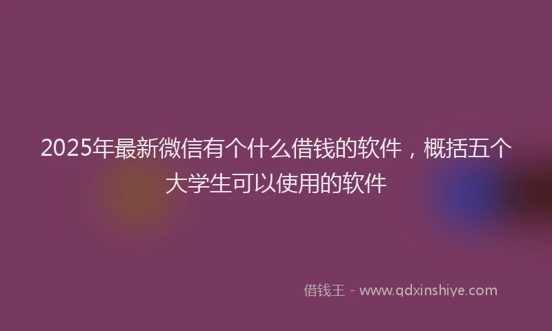 2025年最新微信有个什么借钱的软件，概括五个大学生可以使用的软件