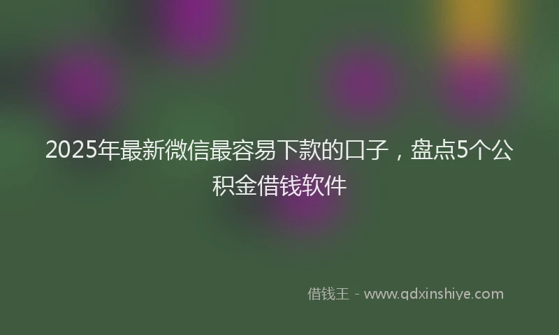 2025年最新微信最容易下款的口子，盘点5个公积金借钱软件