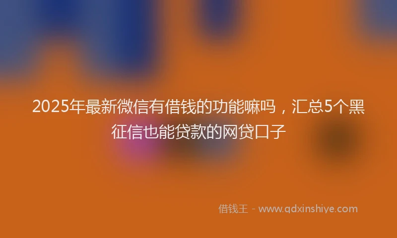 2025年最新微信有借钱的功能嘛吗，汇总5个黑征信也能贷款的网贷口子