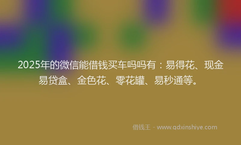 2025年的微信能借钱买车吗吗有：易得花、现金易贷盒、金色花、零花罐、易秒通等。