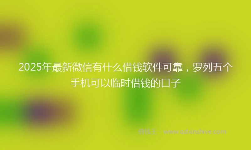2025年最新微信有什么借钱软件可靠，罗列五个手机可以临时借钱的口子