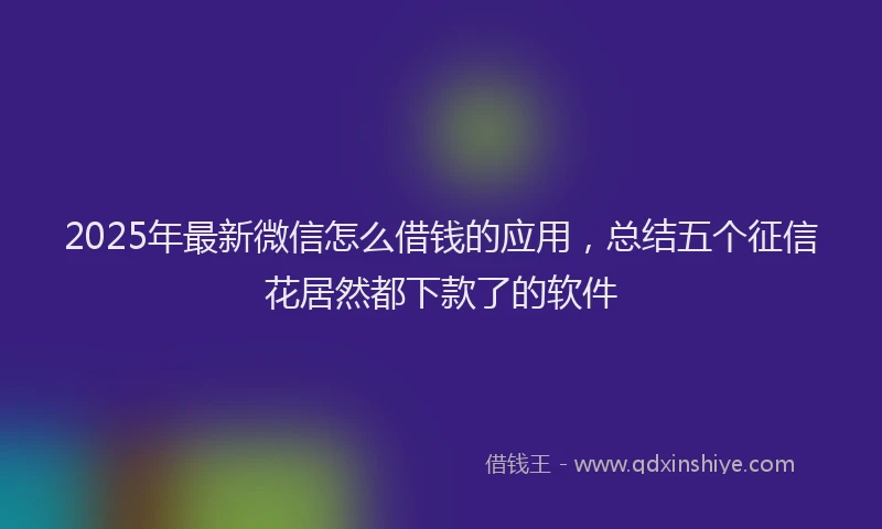 2025年最新微信怎么借钱的应用，总结五个征信花居然都下款了的软件