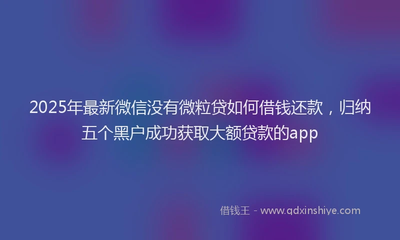 2025年最新微信没有微粒贷如何借钱还款，归纳五个黑户成功获取大额贷款的app