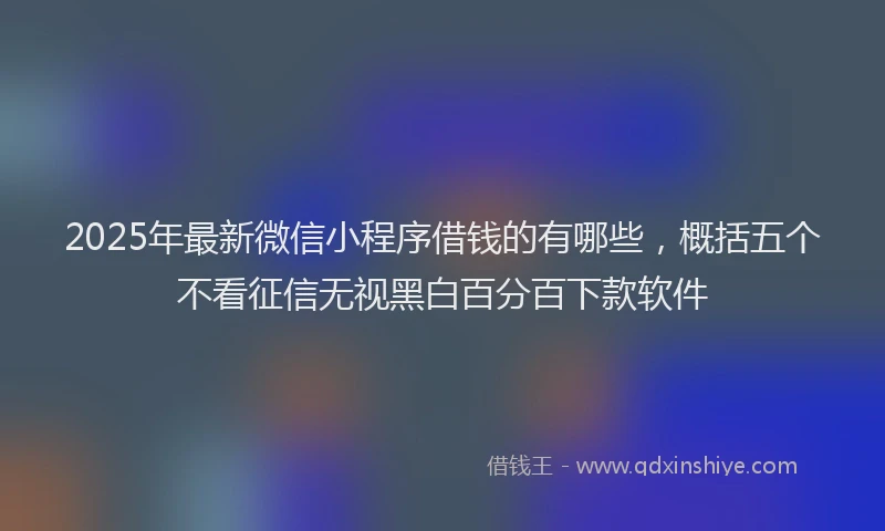 2025年最新微信小程序借钱的有哪些，概括五个不看征信无视黑白百分百下款软件