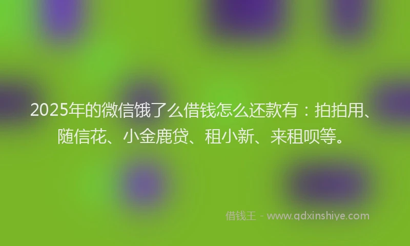 2025年的微信饿了么借钱怎么还款有：拍拍用、随信花、小金鹿贷、租小新、来租呗等。
