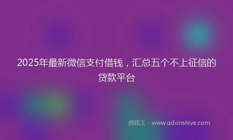 2025年最新微信支付借钱，汇总五个不上征信的贷款平台