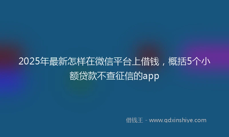 2025年最新怎样在微信平台上借钱，概括5个小额贷款不查征信的app