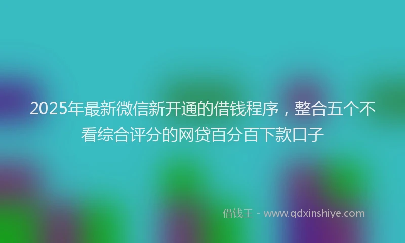 2025年最新微信新开通的借钱程序，整合五个不看综合评分的网贷百分百下款口子