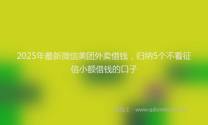2025年最新微信美团外卖借钱，归纳5个不看征信小额借钱的口子