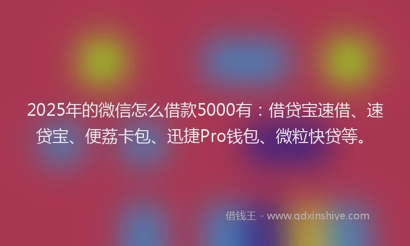 2025年的微信怎么借款5000有：借贷宝速借、速贷宝、便荔卡包、迅捷Pro钱包、微粒快贷等。