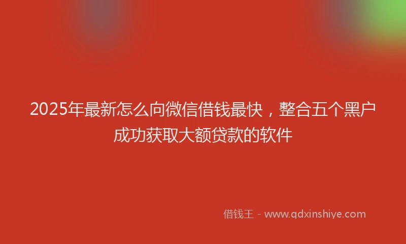 2025年最新怎么向微信借钱最快，整合五个黑户成功获取大额贷款的软件
