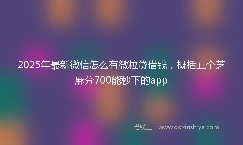 2025年最新微信怎么有微粒贷借钱，概括五个芝麻分700能秒下的app
