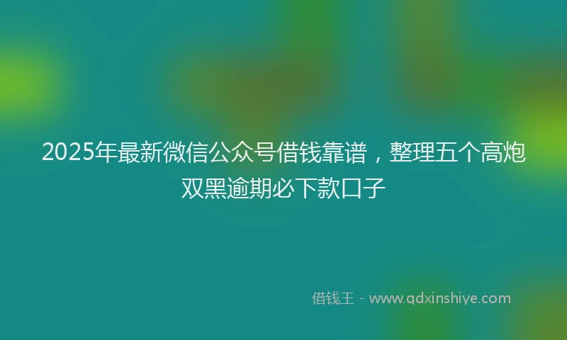 2025年最新微信公众号借钱靠谱，整理五个高炮双黑逾期必下款口子