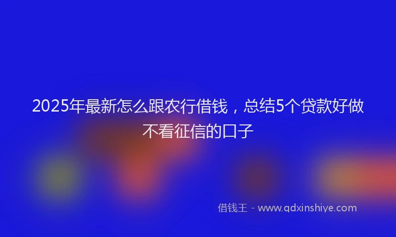 2025年最新怎么跟农行借钱，总结5个贷款好做不看征信的口子
