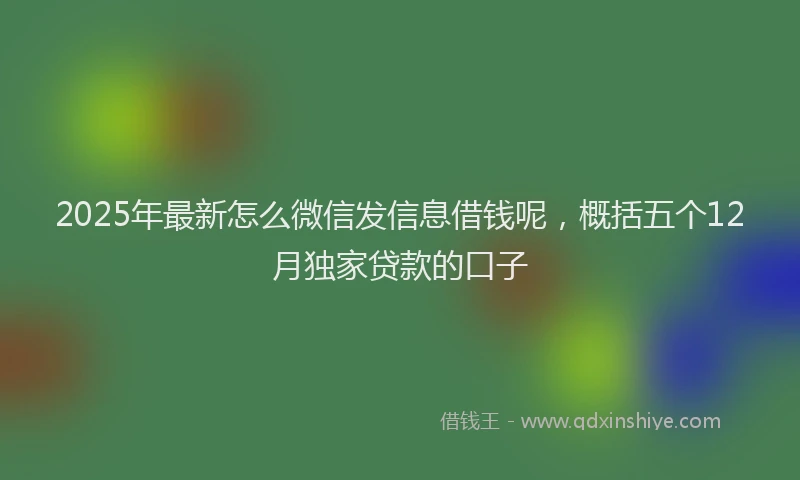 2025年最新怎么微信发信息借钱呢，概括五个12月独家贷款的口子
