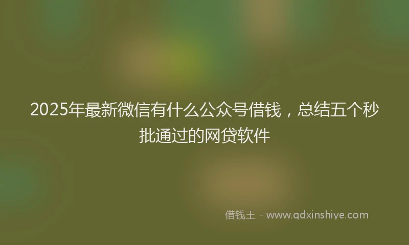 2025年最新微信有什么公众号借钱，总结五个秒批通过的网贷软件