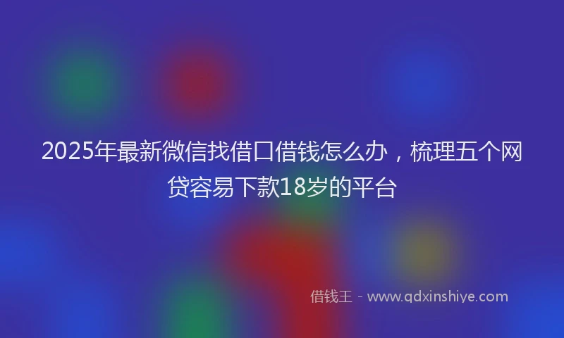 2025年最新微信找借口借钱怎么办，梳理五个网贷容易下款18岁的平台