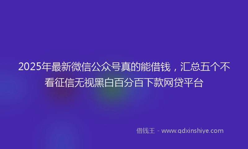 2025年最新微信公众号真的能借钱，汇总五个不看征信无视黑白百分百下款网贷平台
