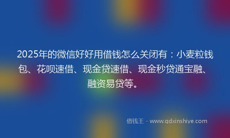 2025年的微信好好用借钱怎么关闭有：小麦粒钱包、花呗速借、现金贷速借、现金秒贷通宝融、融资易贷等。