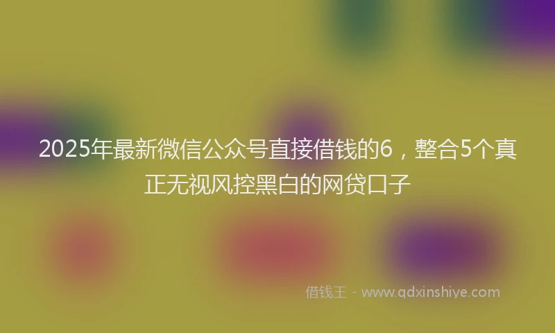 2025年最新微信公众号直接借钱的6，整合5个真正无视风控黑白的网贷口子