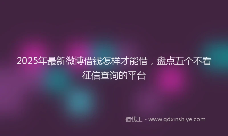 2025年最新微博借钱怎样才能借，盘点五个不看征信查询的平台