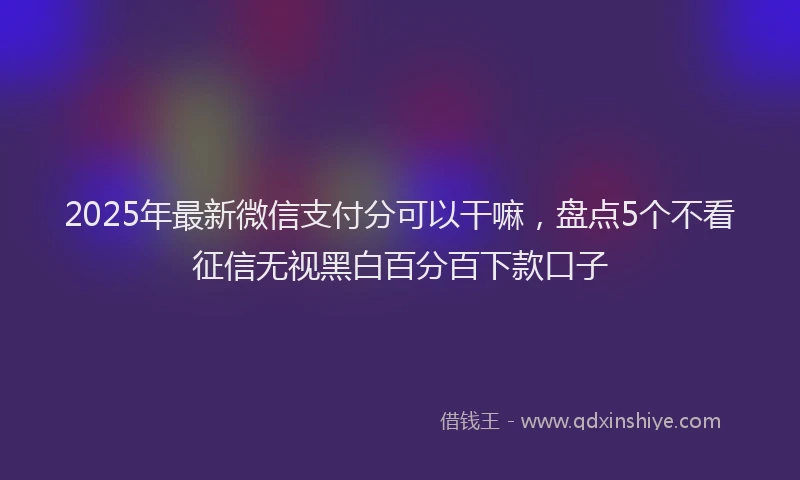 2025年最新微信支付分可以干嘛，盘点5个不看征信无视黑白百分百下款口子