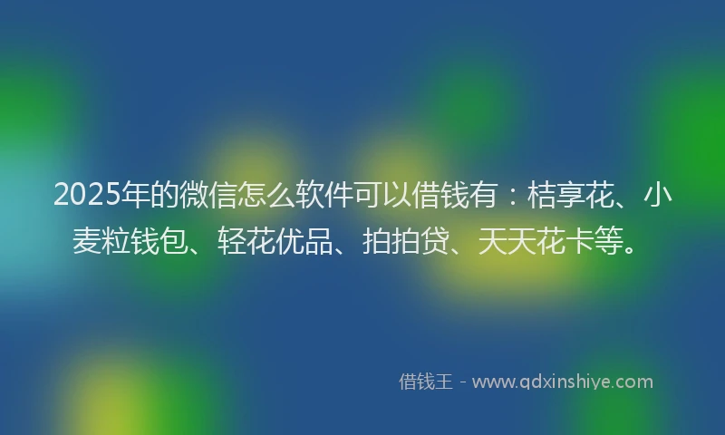 2025年的微信怎么软件可以借钱有：桔享花、小麦粒钱包、轻花优品、拍拍贷、天天花卡等。