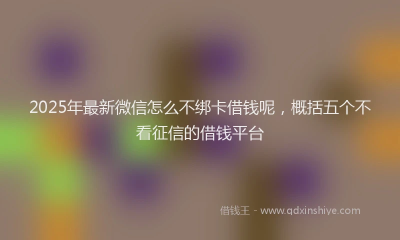 2025年最新微信怎么不绑卡借钱呢，概括五个不看征信的借钱平台