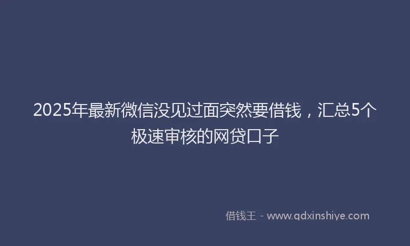 2025年最新微信没见过面突然要借钱，汇总5个极速审核的网贷口子
