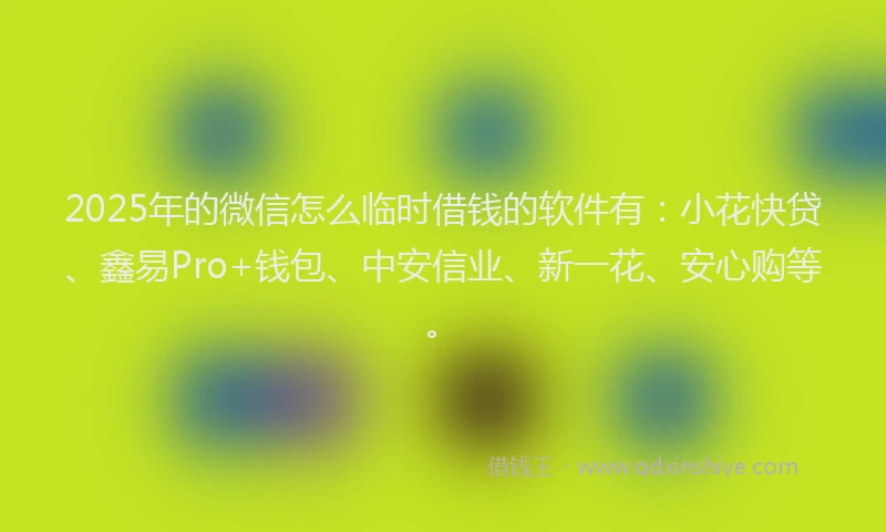 2025年的微信怎么临时借钱的软件有：小花快贷、鑫易Pro+钱包、中安信业、新一花、安心购等。