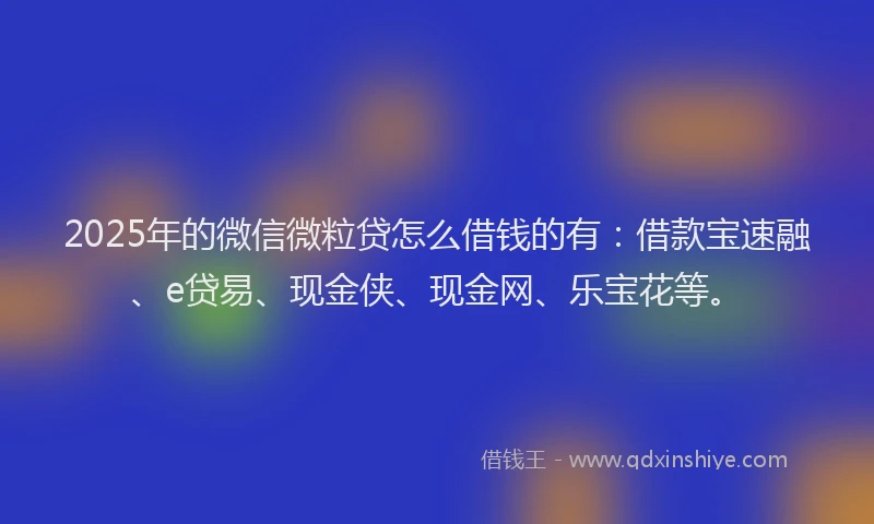 2025年的微信微粒贷怎么借钱的有：借款宝速融、e贷易、现金侠、现金网、乐宝花等。