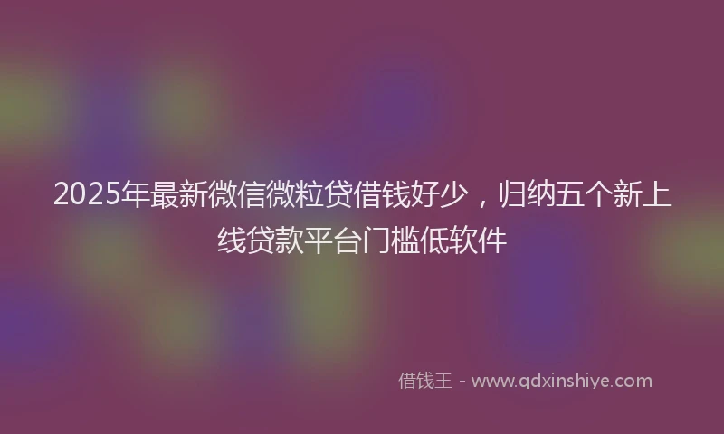 2025年最新微信微粒贷借钱好少，归纳五个新上线贷款平台门槛低软件