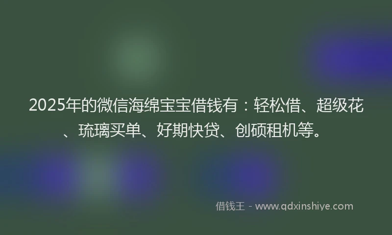 2025年的微信海绵宝宝借钱有：轻松借、超级花、琉璃买单、好期快贷、创硕租机等。