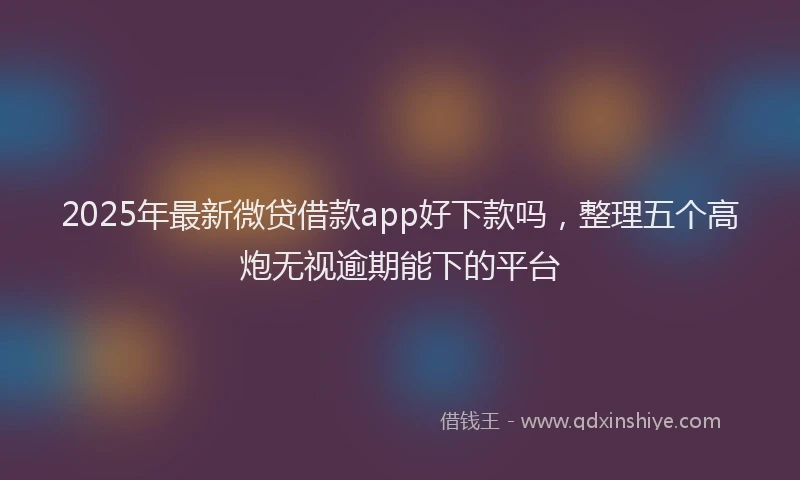 2025年最新微贷借款app好下款吗，整理五个高炮无视逾期能下的平台