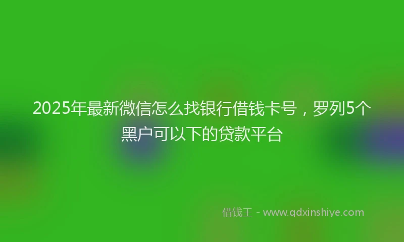 2025年最新微信怎么找银行借钱卡号，罗列5个黑户可以下的贷款平台