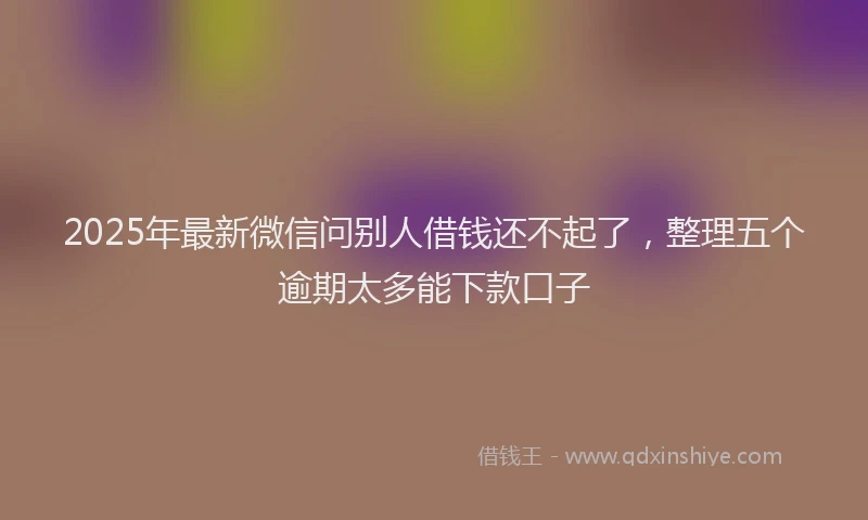 2025年最新微信问别人借钱还不起了，整理五个逾期太多能下款口子