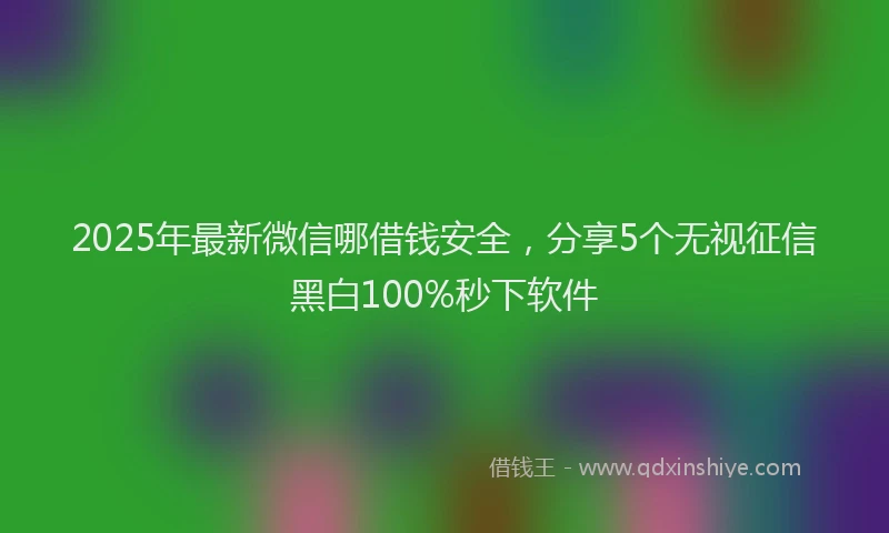 2025年最新微信哪借钱安全，分享5个无视征信黑白100%秒下软件