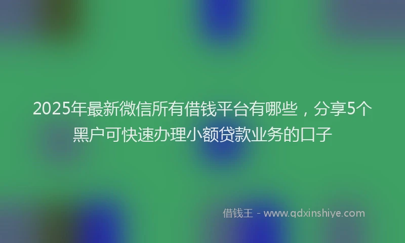 2025年最新微信所有借钱平台有哪些，分享5个黑户可快速办理小额贷款业务的口子