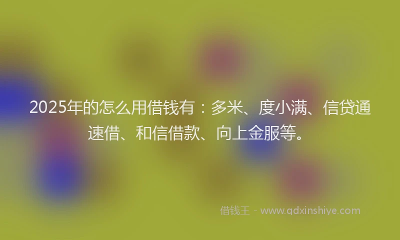 2025年的怎么用借钱有：多米、度小满、信贷通速借、和信借款、向上金服等。