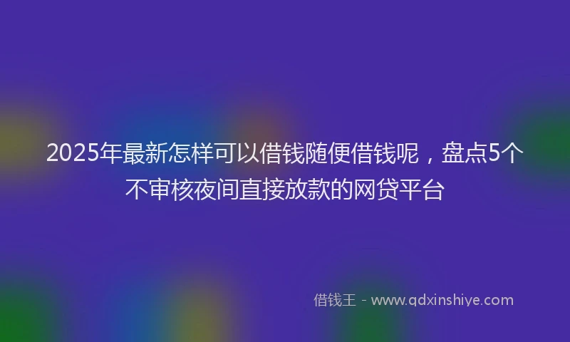 2025年最新怎样可以借钱随便借钱呢，盘点5个不审核夜间直接放款的网贷平台