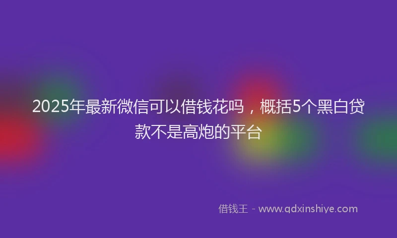 2025年最新微信可以借钱花吗，概括5个黑白贷款不是高炮的平台
