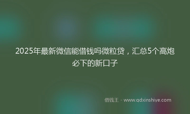 2025年最新微信能借钱吗微粒贷，汇总5个高炮必下的新口子