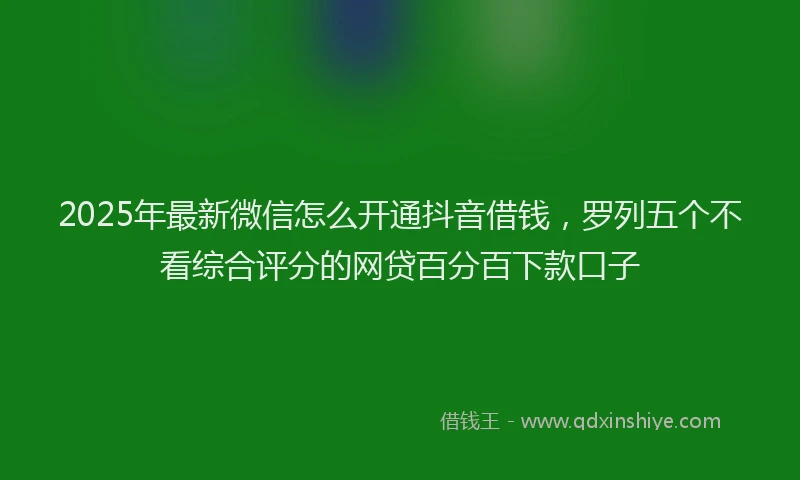 2025年最新微信怎么开通抖音借钱，罗列五个不看综合评分的网贷百分百下款口子