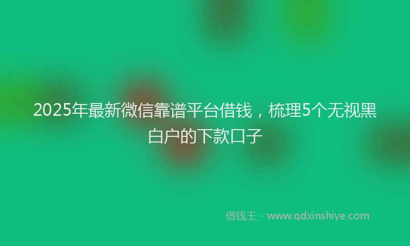 2025年最新微信靠谱平台借钱，梳理5个无视黑白户的下款口子