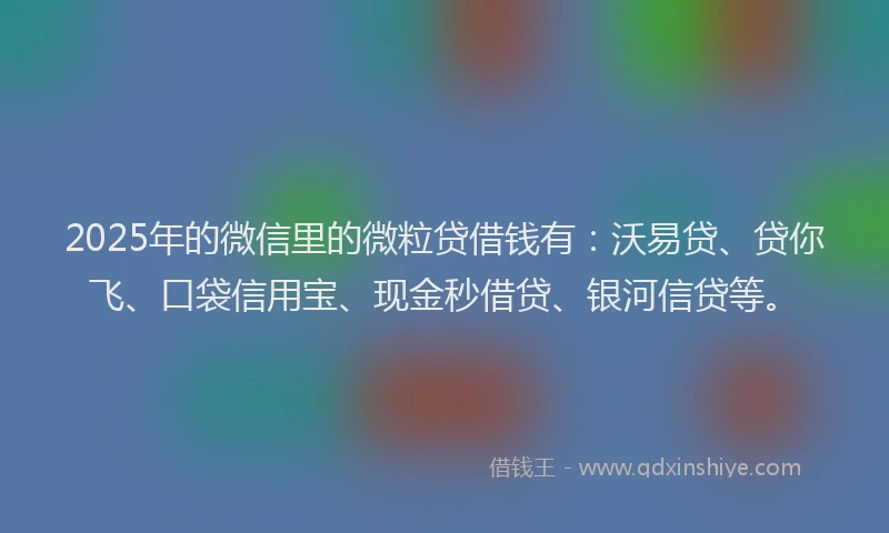 2025年的微信里的微粒贷借钱有：沃易贷、贷你飞、口袋信用宝、现金秒借贷、银河信贷等。