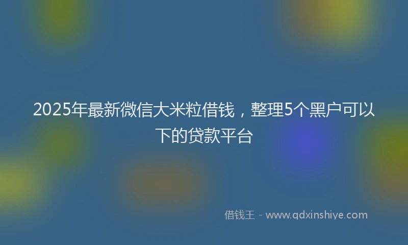 2025年最新微信大米粒借钱，整理5个黑户可以下的贷款平台